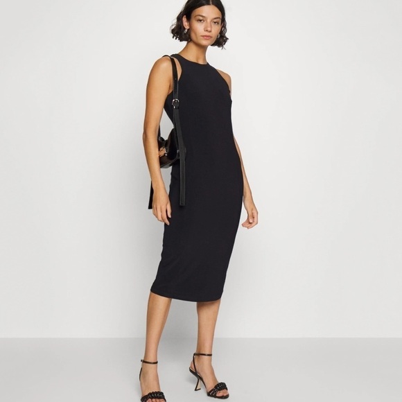 NWT MaxMara Leisure Angola Jersey Sleeveless Midi Dress in Black - Picture 1 of 8